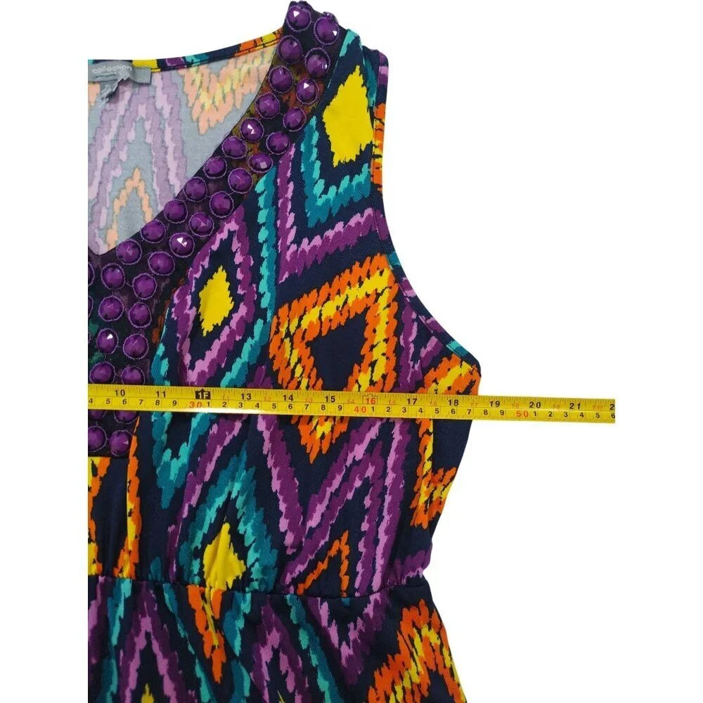 Ny Collection Women's Purple Gem Embellished V-Neck Sleeveless Maxi Dress, 1X. - Picture 2 of 8